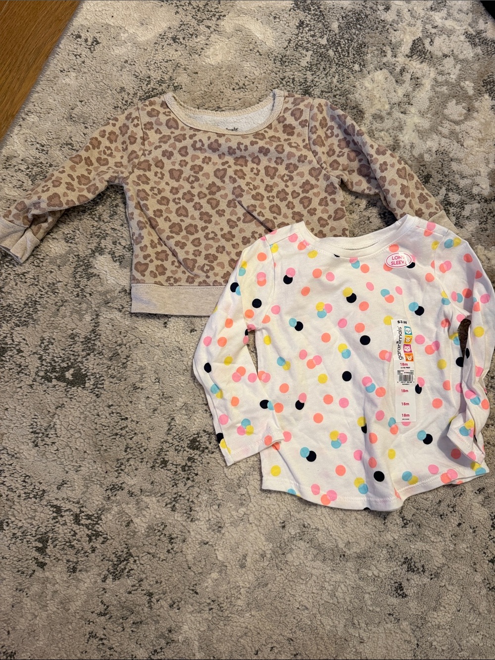 Toddler Girls Long-Sleeve Polka Dot Top - White Multicolor